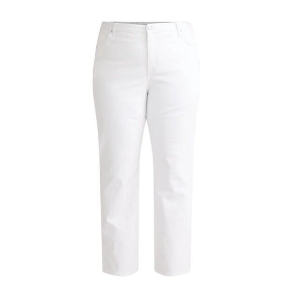 Terra & Sky 16W Petite White Straight Leg Jeans Plus High Rise Stretch - Picture 2 of 7
